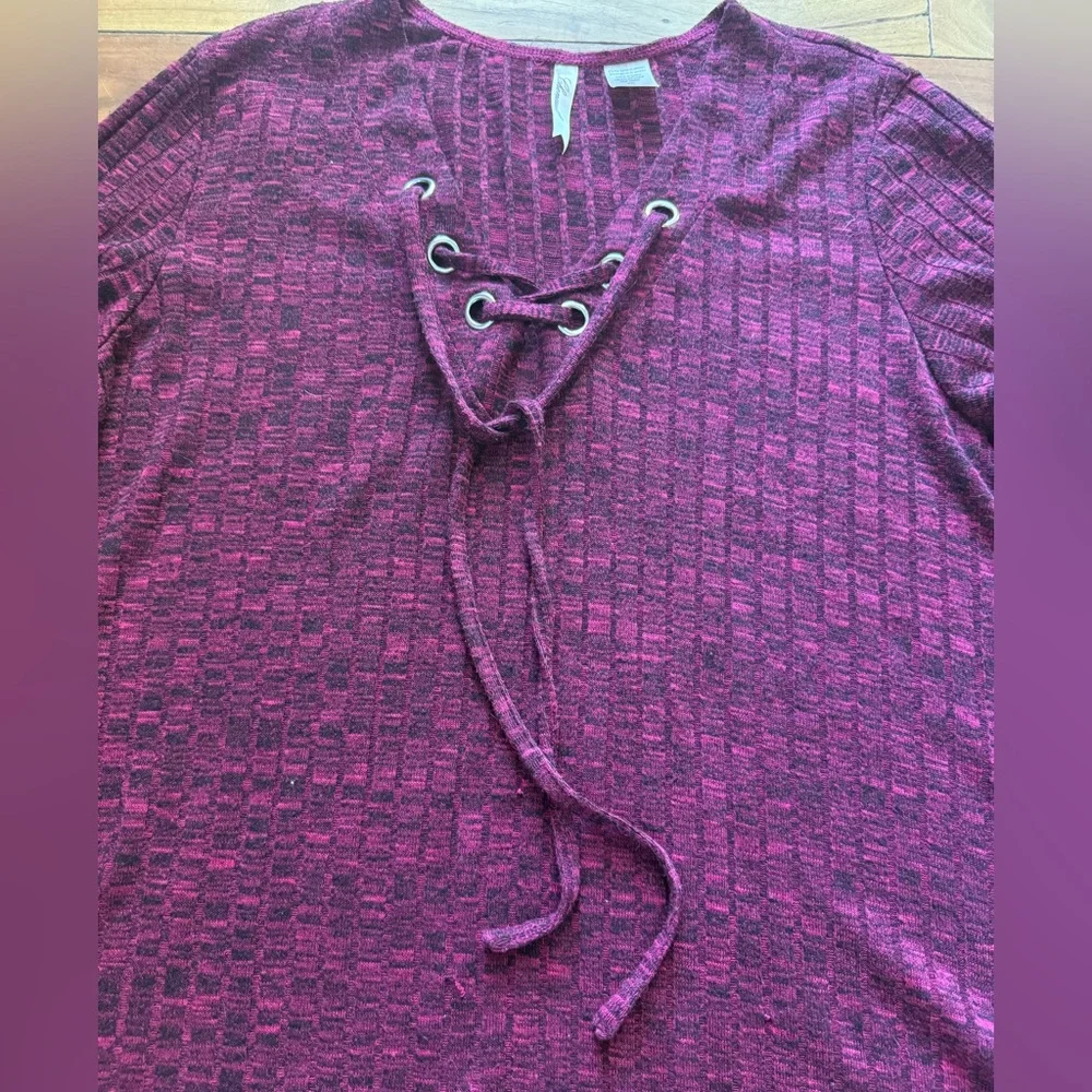 Chenault Maroon Lace-Up Top - Picture 2 of 4